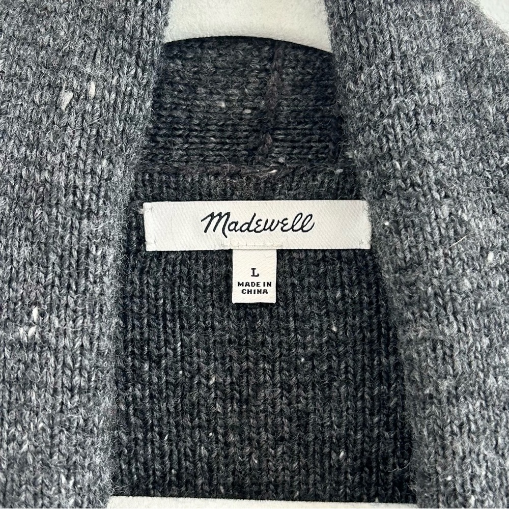 Madewell Donegal Tie-Waist Cardigan Sweater in Donegal Thunder Heather Black - L - Picture 4 of 12
